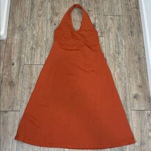 Patagonia Morning Glory Halter Tie Back Knee Length Dress Red Size Large